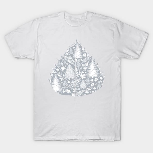 White Christmas Pattern with Nature Details T-Shirt by cesartorresart